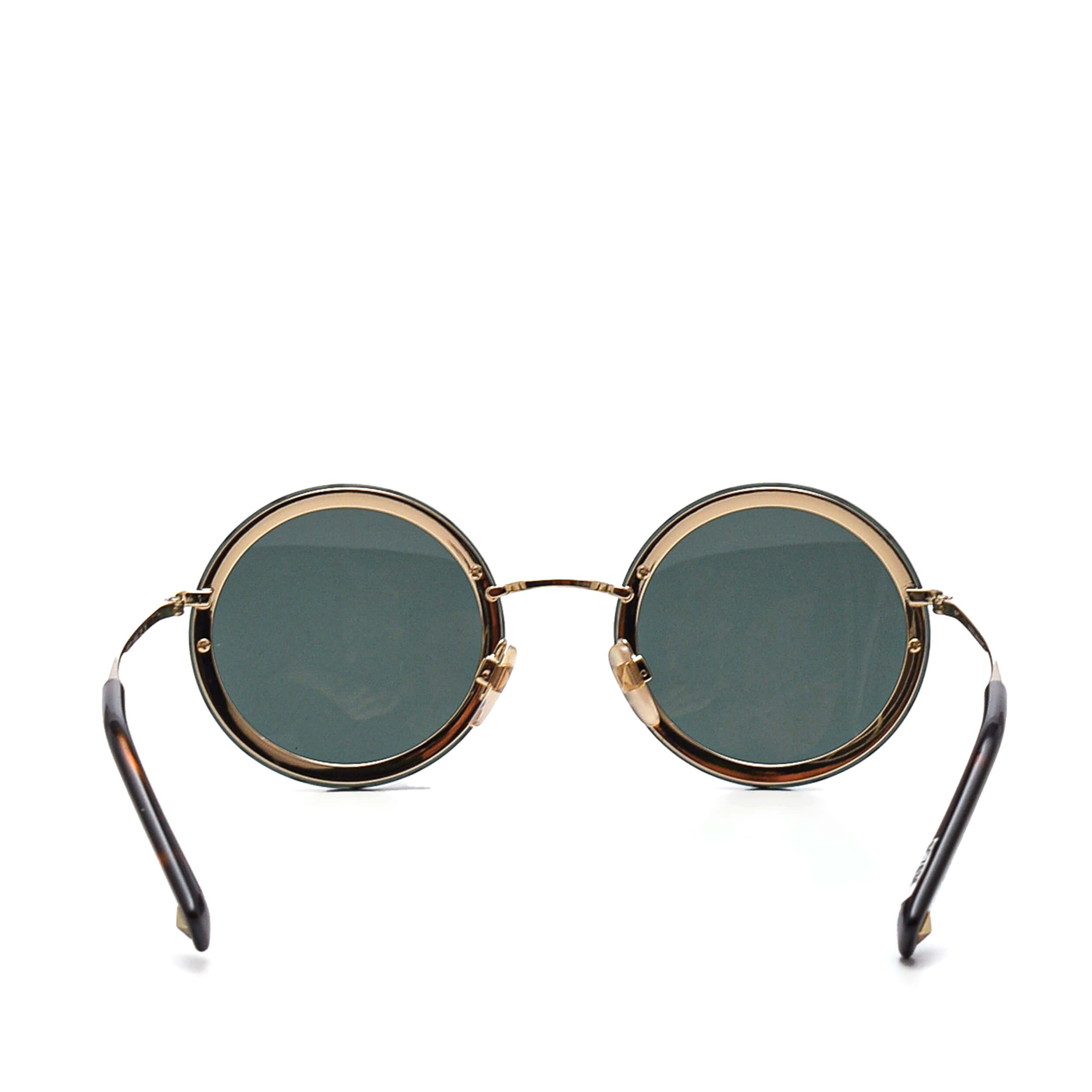 Valentino - Black&Gold Round Sunglasses